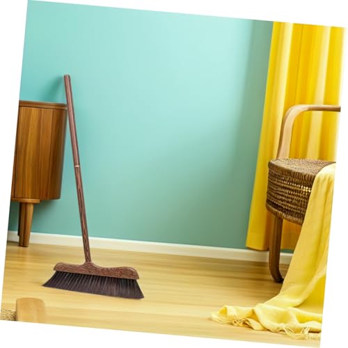 Garneck Wooden Patio Cleaning Broom with Long Handle Soft Bristles Floor Sweeper for Indoor and Outdoor Use Scratch Decking Scrub Brush for Courtyard and Garage Cleaning