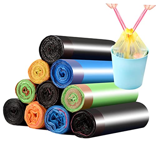 Healifty 6rolls Drawstring Trash Bags Heavy Duty Kitchen Garbage Bag Leakproof Liners for Council Collection Roll