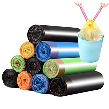 Healifty 6rolls Drawstring Trash Bags Heavy Duty Kitchen Garbage Bag Leakproof Liners for Council Collection Roll