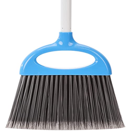 Amazon Basics Dustpan Broom Set with Adjustable Long Handle, Easy to Assemble, Blue and White - size: (Pack of 1)