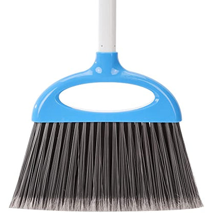 Amazon Basics Dustpan Broom Set with Adjustable Long Handle, Easy to Assemble, Blue and White - size: (Pack of 1)