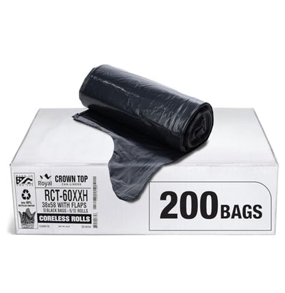 Aluf Plastics 55 Gallon Trash Bags Heavy Duty - (Huge 200 Pack) - 2.0 MIL Thick (equiv) - 38" x 58" - Garbage Bags for Toter, Contractors, Lawn, Leaf, Commercial, Kitchen, Industrial - style: 55-60 Gal, 2 Mil Equiv, 200 Count