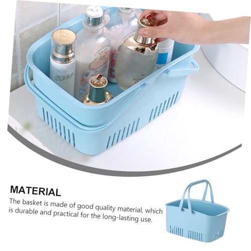Healifty Large Portable Plastic Storage Basket Organizer 30x20.5x15cm Blue Sundries Container for Bathroom and Kitchen Desktop Storage
