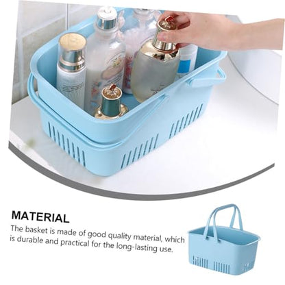 Healifty Large Portable Plastic Storage Basket Organizer 30x20.5x15cm Blue Sundries Container for Bathroom and Kitchen Desktop Storage