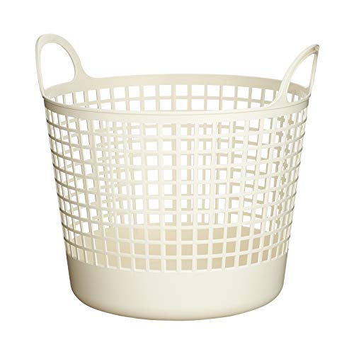 like-it SCB -1 Laundry Storage, Round Basket with Handle, Laundry Basket, Approx. Width 16.1 inches (41 cm), Depth 14.6 inches (37 cm), Height 14.8 inches (37.5 cm), White, Made in Japan - color: White, size: 25ℓ, style: Round