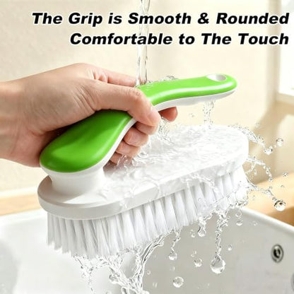 2Pack Shoe Cleaning Brush Household Laundry Clothes Scrubbing for Stains Bathroom Ergonomics Grip Easy Hold (2, Green) - color: Green