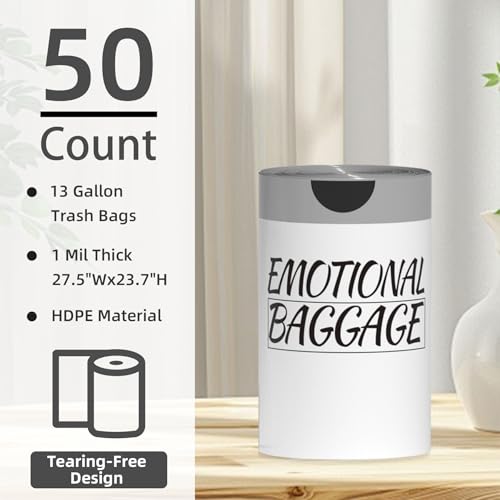 13 Gallon Trash Bags with Drawstring and Words Printed, Leakproof and Odor Control Garbage Bags Tall Kitchen, Tear-Resistant Kitchen Trash Bags for Home, Portable Garbage Bags, 50 Count - style: Words-13 Gallons