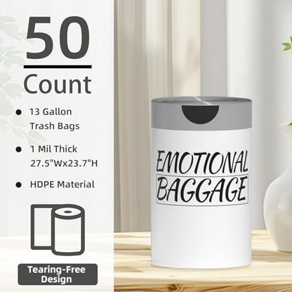 13 Gallon Trash Bags with Drawstring and Words Printed, Leakproof and Odor Control Garbage Bags Tall Kitchen, Tear-Resistant Kitchen Trash Bags for Home, Portable Garbage Bags, 50 Count - style: Words-13 Gallons