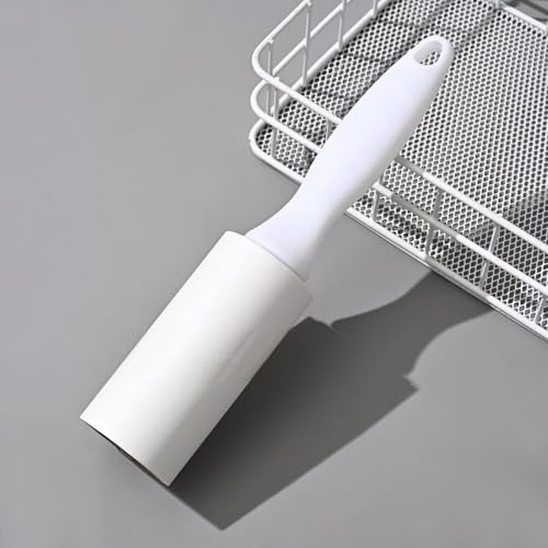 1pc White Lint Roller Portable Sticky Clothes Hair and Dust Remover for Home Travel Office Cleaning - color: White