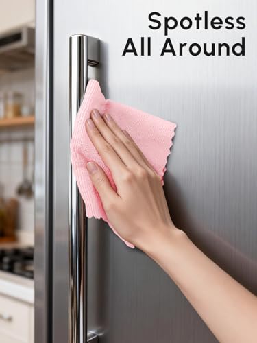 Microfiber Cleaning Cloths Roll, 225 Pack Tear Away Microfiber Towels Roll, 12" x 12" Lint Free Rags, Reusable Cleaning Cloths, Washable, Scratch Free,Ultra Absorbent Dish Rags(Pink) - color: Pink, size: 225 pack