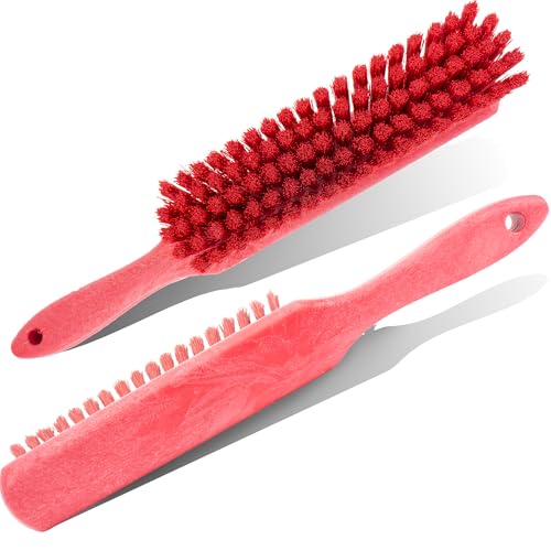 SPARTA 8 Inch Soft Counter Brush with Polyester Bristles and 5 Inch Handle, Color Coded Handheld Broom for Tables Countertops and Foodservice Surfaces, 13 Inch Overall Length, Red, Pack of 6 - color: Red