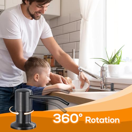 Soap Dispenser for Kitchen Sink, Lotion Dispenser for Kitchen Sink Stainless Steel Pump Head, with 17 Ounce Soap Bottle Refill from The Top,Soap Pump for Kitchen Sink Gun Metal - color: Gun Metal