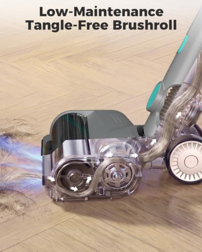 HAUSHOF Auto-Empty Cordless Stick Vacuum, 24KPa Suction, Zero Tangle Brush, 4-Layer HEPA Filtration, Vacuum Cleaner for Home, Pet Hair & Hardwood Floor