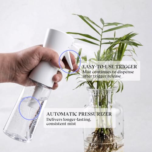 3 Pack White Continuous Spray Bottle Atomizing Mister for Hair,Plants,Cleaning,Travel Fine Mist Water Spray Bottles for Styling,Refillable Empty Spray Bottles Black&Transparent (200ml) - color: C