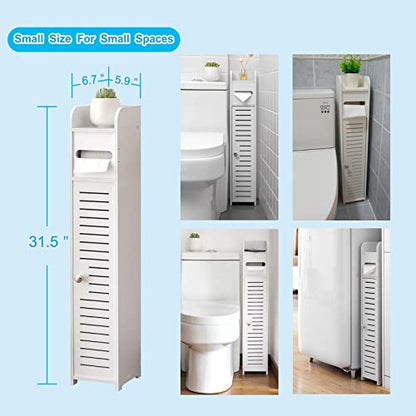 AOJEZOR Toilet Paper Holder Stand: Small Bathroom Storage Cabinet for Small Spaces,White - color: White