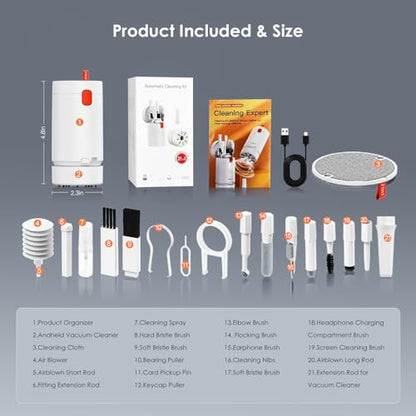 21-in-1 Cleaner Kit for Airpods, Leairot Cleaning Kit for Keyboard, Earbud, Laptop, iPhone Phone Charging Port & Screen, Camera Lens, Computer, Airpod Pro, Electronic Cleaner Kit with Mini Vacuum