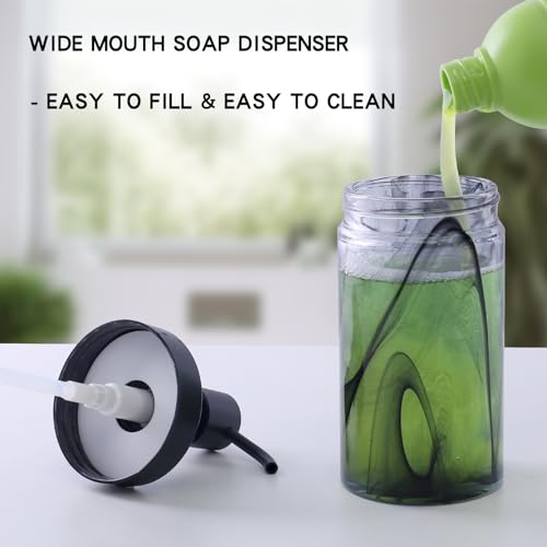 Soap Dispenser,12.5 Oz Black Moire Wide Open Glass Hand Soap Dispenser, Hand Soap Dispenser for Bathroom & Kitchen, Refillable Black Soap Dispenser with Waterproof Labels - color: Black001
