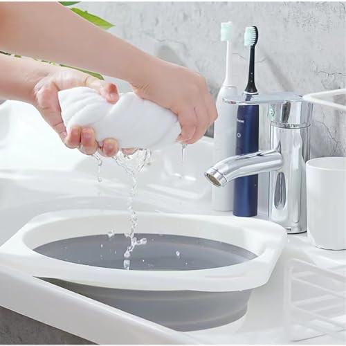 2 Pack Collapsible Plastic Wash Basin 5L (1.4 Gallon), Kitchen Dishpan, Floding Small Bathtub, Space Saving Plastic Wash Bin for Dorm Camping Supplies Fishing Travel and Home (Grey 2 pcs) - color: Grey 2 Pcs