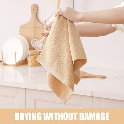 Homaxy 100% Cotton Terry Kitchen Towels(Apricot, 13 x 28 inches), Checkered Designed, Soft and Super Absorbent Dish Towels, 4 Pack - color: Apricot, size: 13 X 28 - 4 Pack