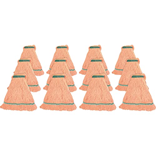 Genuine Joe MOR1BCT Med Blend Narrow Band Wet Mop, 12/CT, Orange
