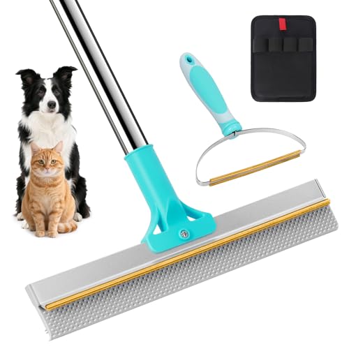 3 in 1 Carpet Rake for Pet Hair Removal, Reusable Pet Hair Remover Broom with 54" Adjustable Long Handle, Dog Cat Carpet Scraper Brush Tool Kit for Cleaning, Dog Fur Broom for Rugs, Mats, Couch