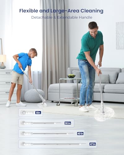 VEWIOR Electric Spin Scrubber, Cordless Cleaning Brush with 3 Adjustable Angle 2 Speeds 3 Replaceable Brush Heads, Electric Cleaning Brush for Floor Bathroom Tub Tile Kitchen Window