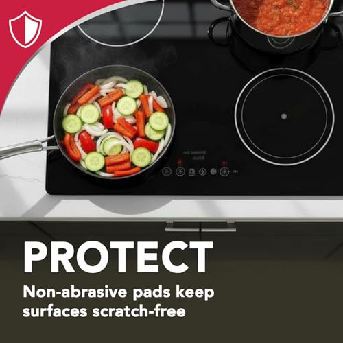 Weiman Cooktop Scrubbing Pads, 3 Count Scratch-Free Cleaning Pads for Cermaic, Glass Cooktop Surfaces, Removes Tough Burned-On Food & Residue