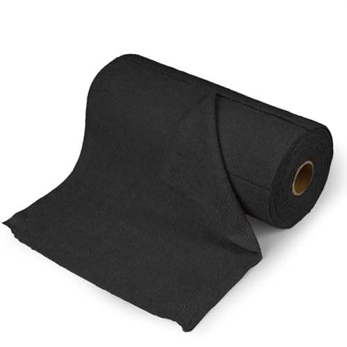 wuyaoyao 50PCS Microfiber Cleaning Cloth Roll, 10"×10" Tear Away Microfiber Towels, Reusable Washable Cloth Paper Towels, Multi-Purpose Cleaning Rags for Car Home Kitchen Garage Shop (Black) - color: Black