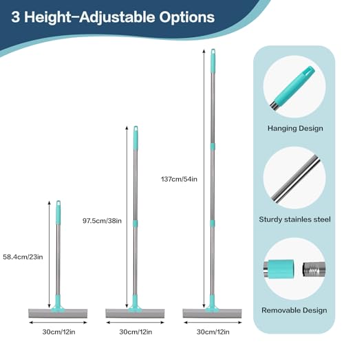 3 in 1 Carpet Rake for Pet Hair Removal, Reusable Pet Hair Remover Broom with 54" Adjustable Long Handle, Dog Cat Carpet Scraper Brush Tool Kit for Cleaning, Dog Fur Broom for Rugs, Mats, Couch