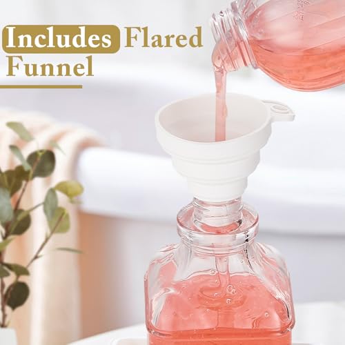 Dish and Hand Soap Dispenser for Kitchen,Glass Soap Dispenser with Pump,Tray,Funnel, Set of 2 Countertop Soap and Lotion Dispenser for Bathroom,Shower,500ml/16.9oz, - color: Ks-5070-28y-2g