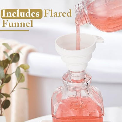 Dish and Hand Soap Dispenser for Kitchen,Glass Soap Dispenser with Pump,Tray,Funnel, Set of 2 Countertop Soap and Lotion Dispenser for Bathroom,Shower,500ml/16.9oz, - color: Ks-5070-28y-2g