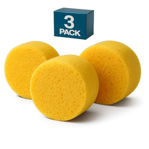 Round Sponge 3 Pack, Kitchen Sponge Set - Durable, Eco-Friendly Cleaning & Shower Sponges for Non-Stick Cookware, Heavy-Duty Tasks, Reusable & Washable