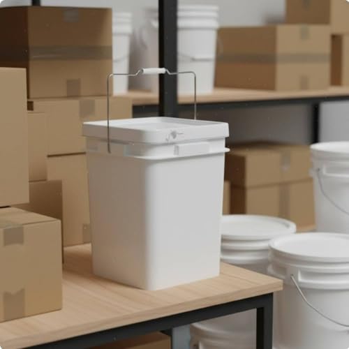 Qianly Square Bucket with Lid Versatile Use Square Bucket with Lid Fall Resistant Stackable Bin for Warehouse, Kitchen, Garage, Clear, 16L - color: Clear, size: 16L