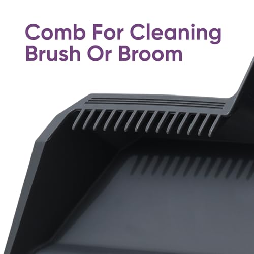 Superio 2-Pack Wide Plastic Dustpan with Comb - 16" Wide, Rubber Lip, Broom Handle Clip, Grey - color: Gray, size: 2 Pack