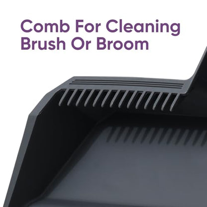 Superio 2-Pack Wide Plastic Dustpan with Comb - 16" Wide, Rubber Lip, Broom Handle Clip, Grey - color: Gray, size: 2 Pack