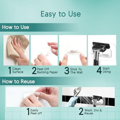 Hook LAB Strong Adhesive Shower Razor Holder, 2-Pack, Removable & Reusable Waterproof Hooks for Bathroom, Kitchen, Towels & Accessories – White - color: White - Extra Hold