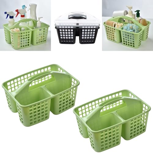 Portable Shower Caddy Basket,Convenient Cleaning Supplies Organizer with Compartments and Handle,Ideal for Bathroom, Bedroom, Kitchen, College Dorm,Garden,etc.green-2 Pcs - color: greenP2