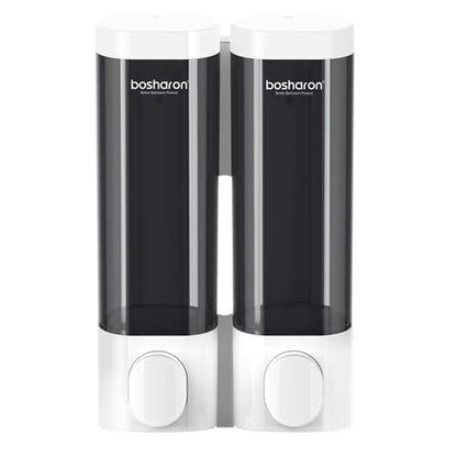 2 in 1 Shower Soap Dispenser, 2×300 ml Chamber Shampoo and Conditioner Dispenser Shampoo Dispenser for Shower Wall Mounted Shower Pump Soap Dispenser for Bathroom Kitchen (2 Chamber + White) - color: 2 Chamber + White