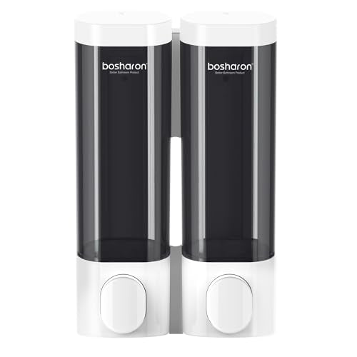 2 in 1 Shower Soap Dispenser, 2×300 ml Chamber Shampoo and Conditioner Dispenser Shampoo Dispenser for Shower Wall Mounted Shower Pump Soap Dispenser for Bathroom Kitchen (2 Chamber + White) - color: 2 Chamber + White