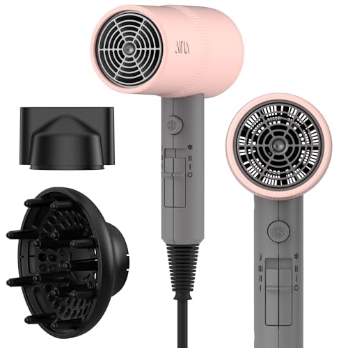 AINA Hair Dryer with Diffuser, Blow Dryer for Women | Advanced Ionic Technology, Ceramic Coating | Cold Shot Features Turbo Heat for Fast Drying and Shine 110V/ALCI (Misty Blush) - color: Misty Blush, size: 3 Piece