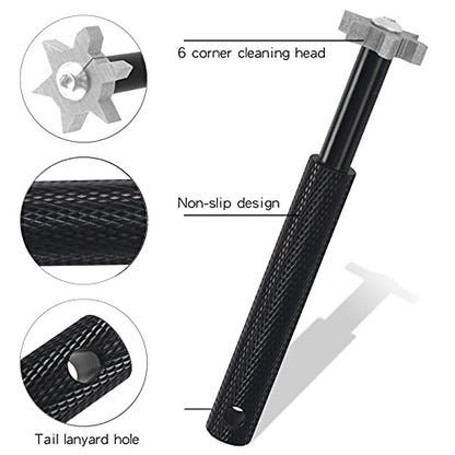 VIPMOON Golf Club Cleaner Kit, 2 Pcs Groove Sharpener Regrooving Tool and 1 Pcs Retractable Club Cleaner Brush, Portable Groove Sharpener Tool for All Golf Irons for Men - color: Black