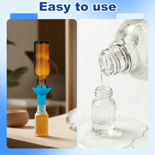 2 Pack Last Drop Universal Bottle Emptying Kit Transfer Connector for Soap, Lotion, Shampoo, Conditioner, and Kitchen,and Bathroom Use Reusable Bottle Funnel Adapter (Blue) - color: Blue