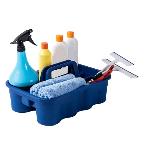 Matthew Large Plastic Tote Tool & Deluxe Supply Cleaning Caddy with Handle Portable Shower Basket Storage Caddy for Cleaning Products Organizer,Take-Out Coffee/Soft Drink,Bath Multi Use - Blue - color: Blue, size: Pack of 1