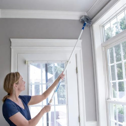 Unger Connect and Clean Dusting Kit with 4' Steel Pole, Features Microfiber Duster, Cobweb and Corner Duster and Wide Blind Duster, High-Access Dusting and Cleaning of Blinds, Windowsils, Cabinets