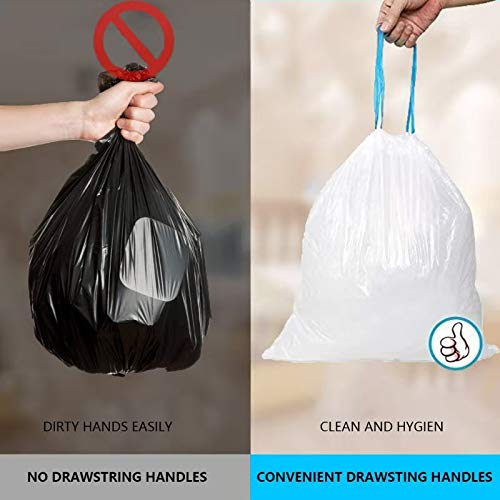 Small Trash Bag, 2.6 Gallon Garbage Bags Bathroom Trash can Liners for Bedroom Home Kitchen 80 Counts,2 Gallon Trash Bag with Blue Drawstring, White Bags - style: 2.6 gallon