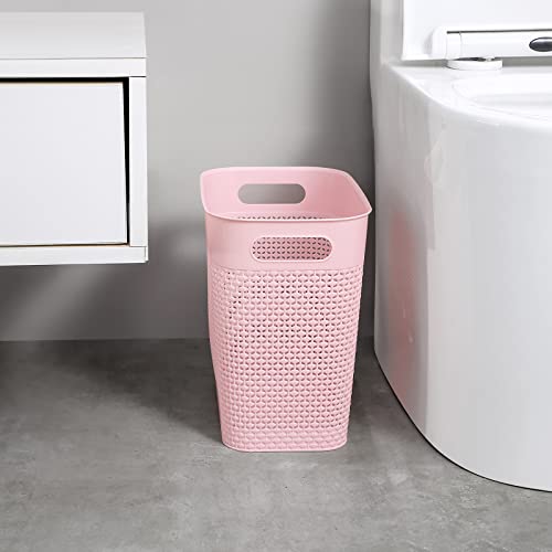UUJOLY Plastic Trash Can Wastebasket, Garbage Container Basket for Bathrooms, Kitchens, Offices, Kids Rooms (Pink, 3 Gallon), 1 Pack - color: Pink, size: 1 Pack
