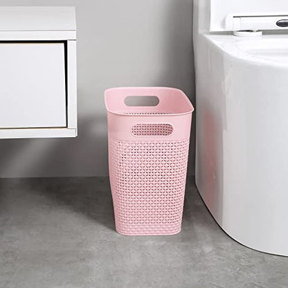 UUJOLY Plastic Trash Can Wastebasket, Garbage Container Basket for Bathrooms, Kitchens, Offices, Kids Rooms (Pink, 3 Gallon), 1 Pack - color: Pink, size: 1 Pack