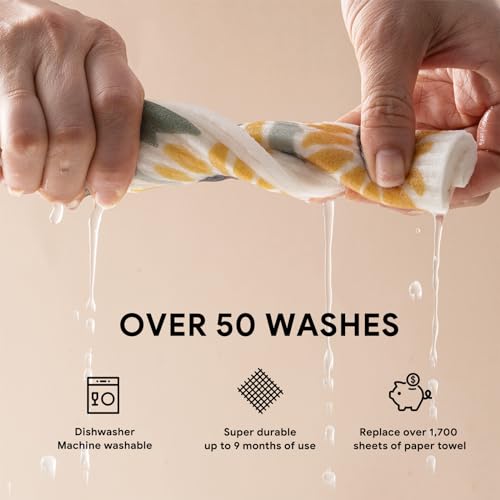 RECYCO Swedish Dishcloths for Kitchen | 6 Pack Autumn Leaf Washable Dish Rags | Cellulose Reusable Cleaning Paper Towels | Absorbent Counter Dish Cloth Sponge Kitchen Wipes, 8" L x 7" W - color: Autumn Leaf - 6 Pack