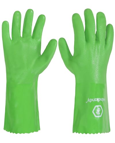 HANDLANDY Chemical Gloves, Heavy Duty Cleaning Gloves - color: Green (1 Pair), size: Small
