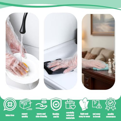 20PCS Transparent Long Disposable Rubber Cleaning Gloves, 23.6in Plastic Dishwashing Gloves, Waterproof and Non-slip Disposable Plastic Glove for Housework, Kitchen, Dishwashing, Gardening